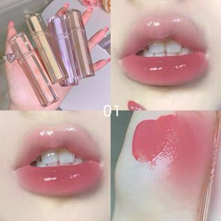 Cappuvini Lip Glaze Bubbly Bear Lip Glaze Iced Tea Mirror Surface Lip Gloss Smooth High Pigment Luminous jelly Lip Cream