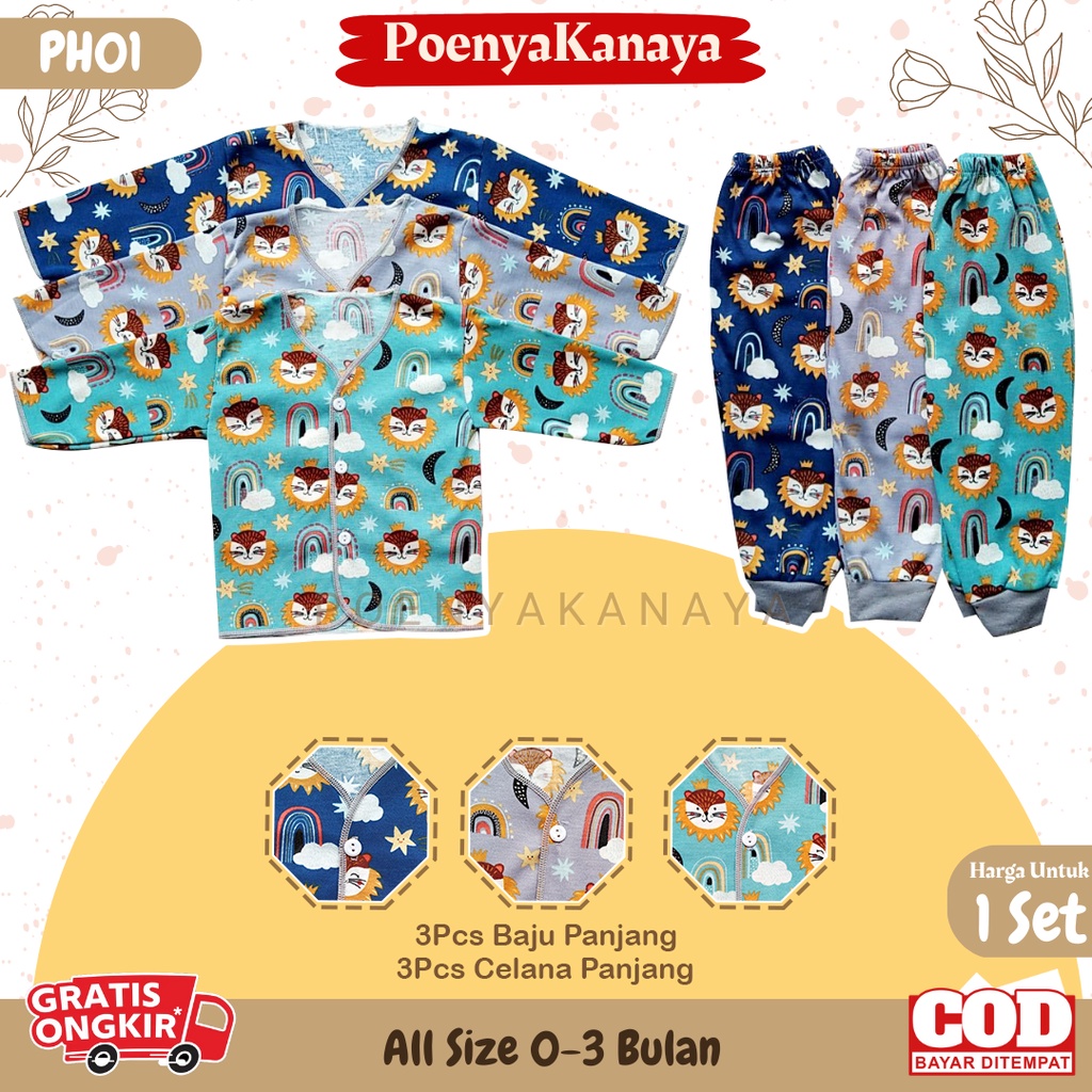 Paket 18pcs Setelan Baju Bayi Celana Bayi Baru Lahir Gift Set Baby PRINTING HBc PH01