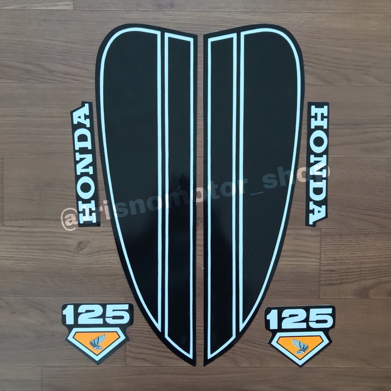 striping sticker stiker lis list polet body Honda CB 125 warna hitam list cb 100 hitam stiker tangki