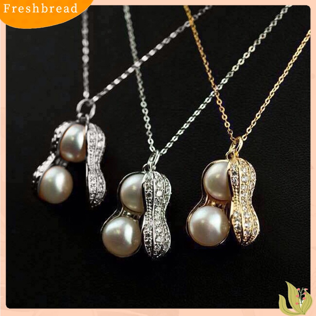 {In Stock} Kalung Penampilan Elegan Berlian Imitasi Mengkilap 2warna Kalung Liontin Kacang Untuk Pesta Malam