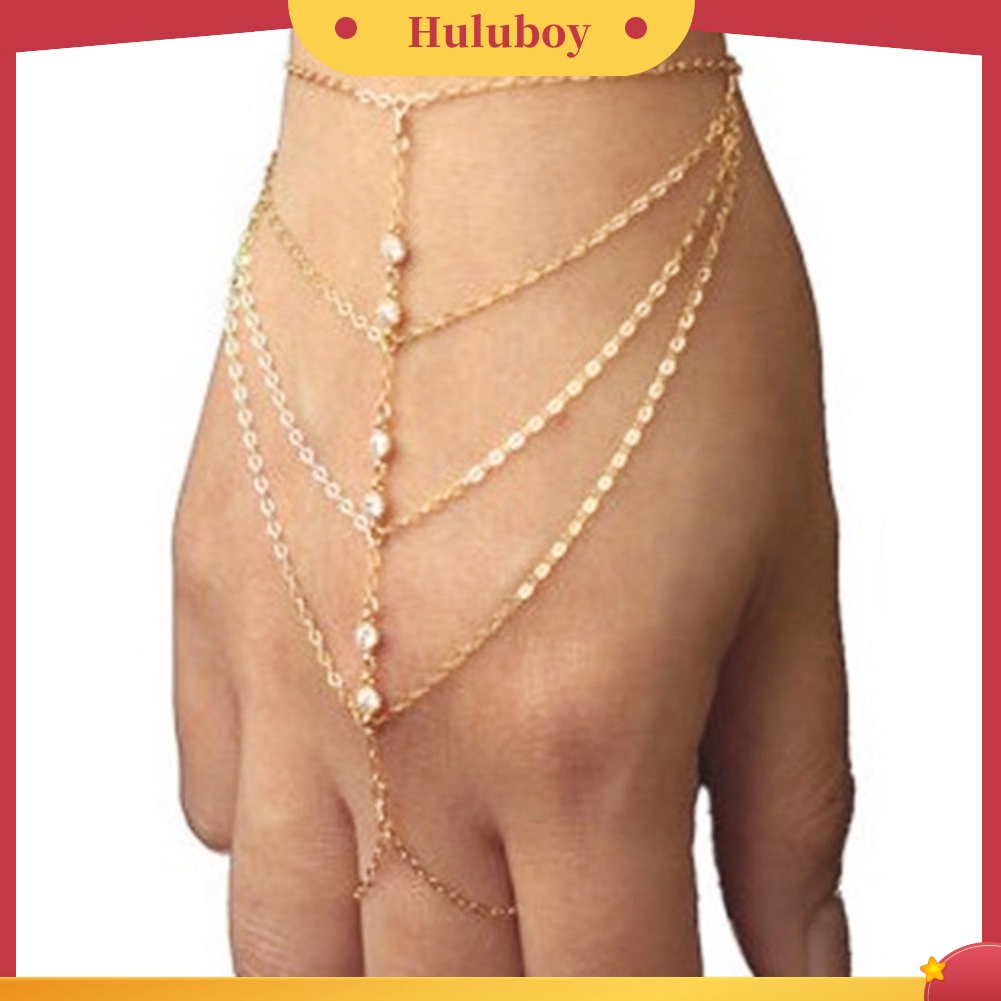 {Ready Stock} Selebriti Budak Rantai Link Jari Cincin Hand Harness Gelang Perhiasan Tari Pantai