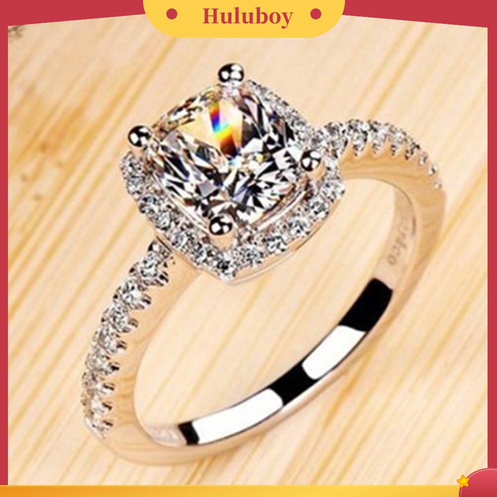 {Ready Stock} Fashion Lady Cubic Zirconia Bertatahkan Jari Cincin Pernikahan Pertunangan Perhiasan Hadiah