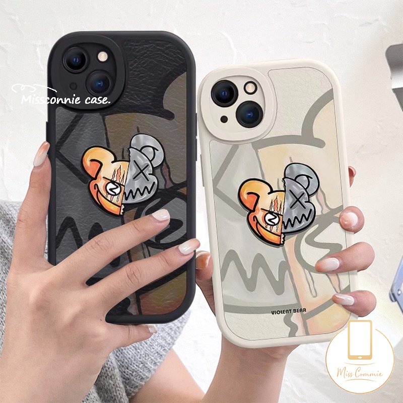 IPHONE Case Kompatibel Untuk Iphone11 13 12 14 Pro Max 7Plus XR X XS Max 7 6s 8 6 Plus SE 2020 Pasangan Tpu Lembut Trendi Merek Kartun Lucu Beruang Keras Ponsel Cover