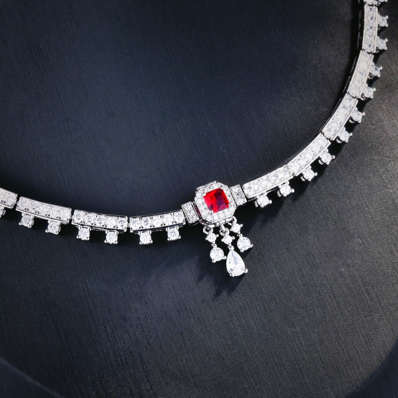 Goldkingdom Fashion Perhiasan Aksesoris Ready Stock Desain Industri Berat Penuh Berlian Sutra Jalan Kuba Angin Zamrud Kalung Zirkon Terang Dua Kalung