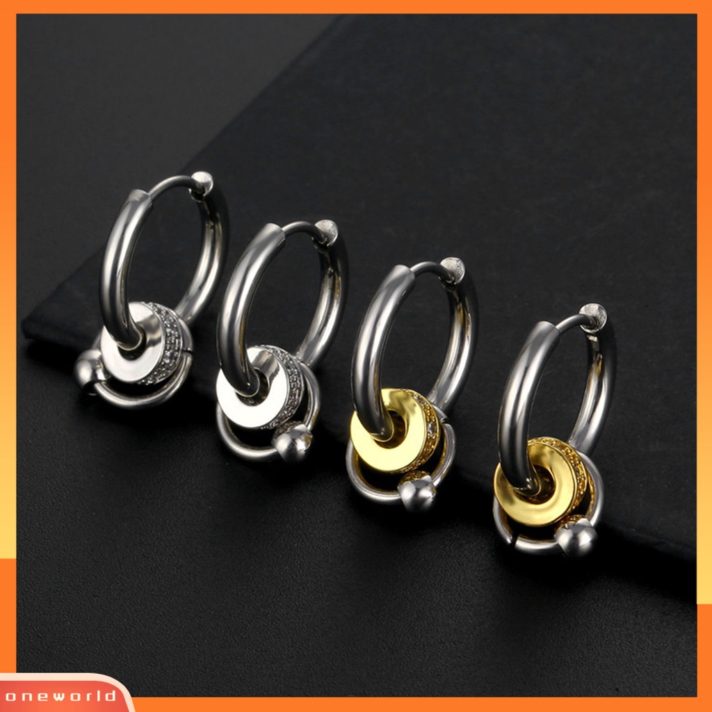 [OWR] 1pasang Ear Studs Multi-Layer Cincin Punk Hip Hop Kepribadian Hadiah Baja Titanium Keren Sederhana Pria Anting Perhiasan Fashion