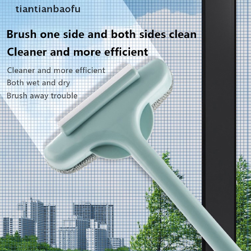 [tiantianbaofu] Sikat Pembersih Jendela 2in1 Extendable Mesh Screen Cleaner Sikat Pembersih Kaca Butik