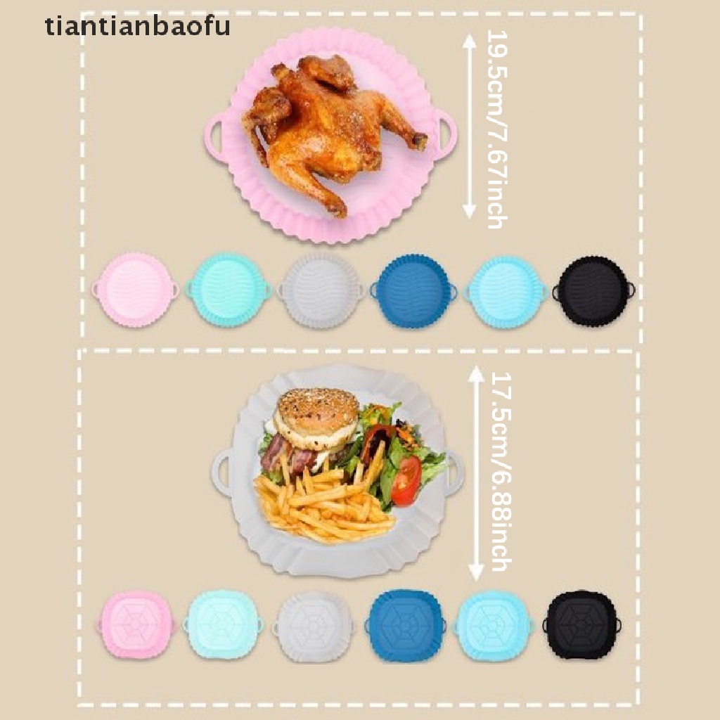 [tiantianbaofu] Silikon Air Fryer Pot Keranjang Liners Anti Lengket Aman Oven Baking Tray Aksesoris Butik