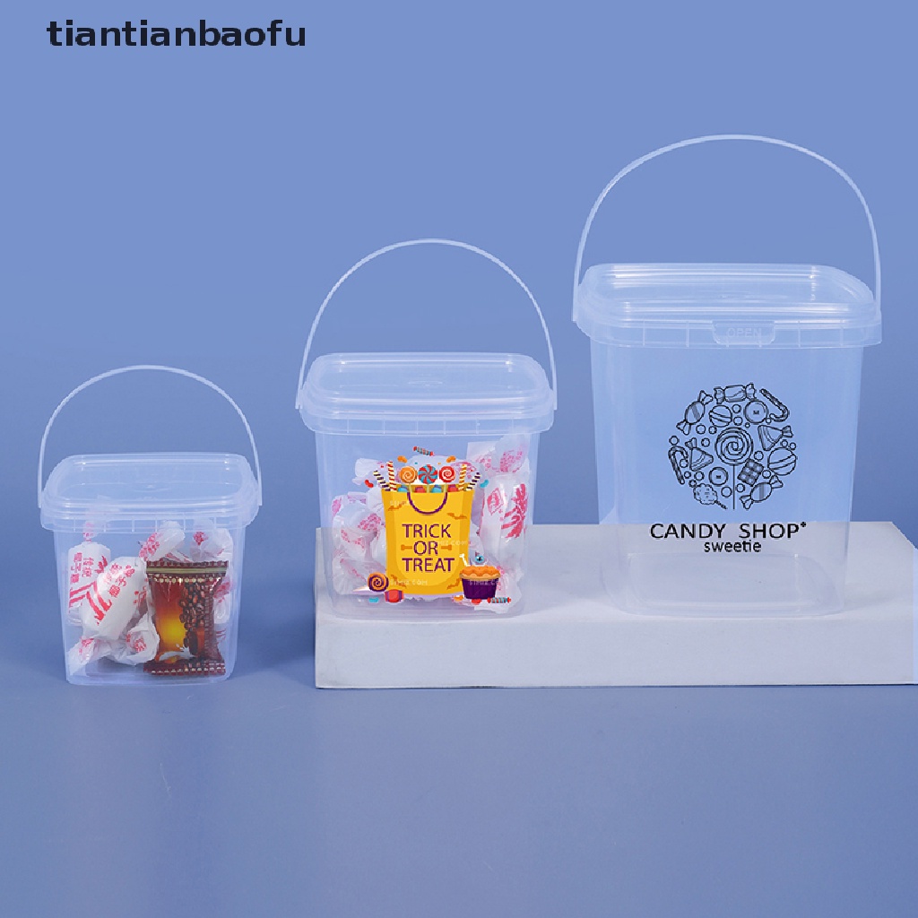 [tiantianbaofu] Ember Plastik 280ML/500ML/1L/2L Dengan Tutup Dan Pegangan Food Storge Container Boutique
