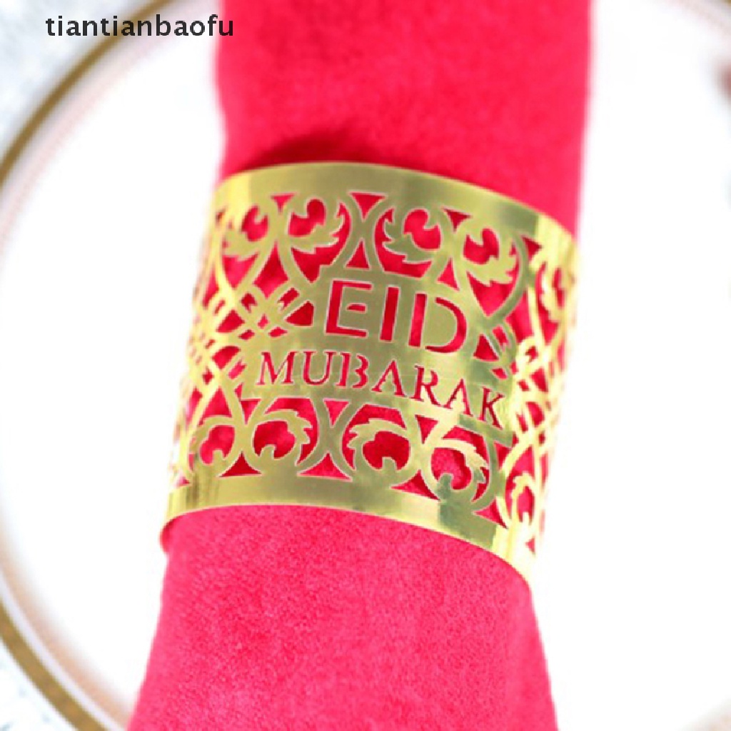 [tiantianbaofu] 10pcs Eid Mubarak Serbet Kertas Ring Gesper Dekorasi Paper Ring Handuk Gesper Butik