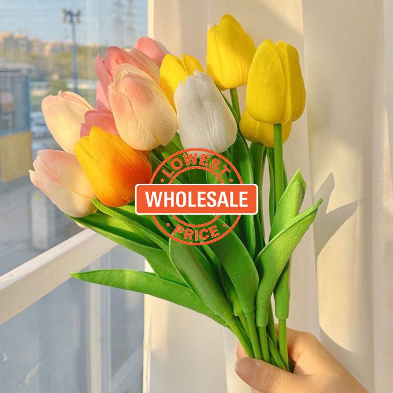 [Harga Grosir] 1Pc 34cm Multicolor Tulip Bunga Buatan Sentuhan Nyata Hias Bunga Palsu Pegang Buket PU Simulasi Tulip Untuk Dekorasi Rumah Pesta Pernikahan