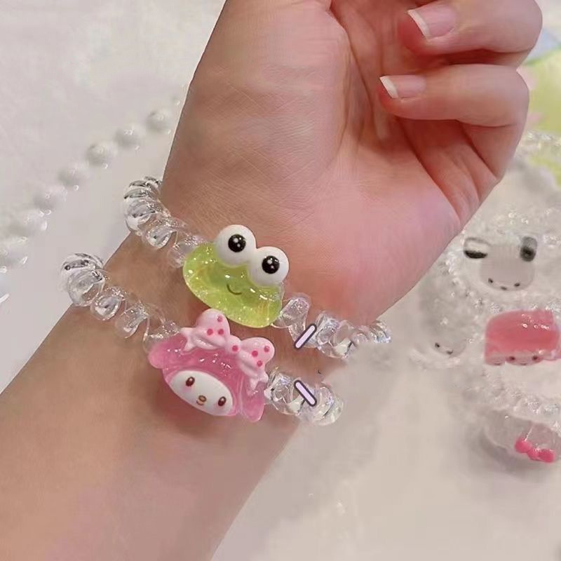 Wanita Kartun Lucu Hello Kitty Kodok Rambut Band Wanita Elastis Telepon Kawat Ikat Rambut Gelang Gadis Kawaii Manis Rambut Rings Populer Aksesoris Rambut