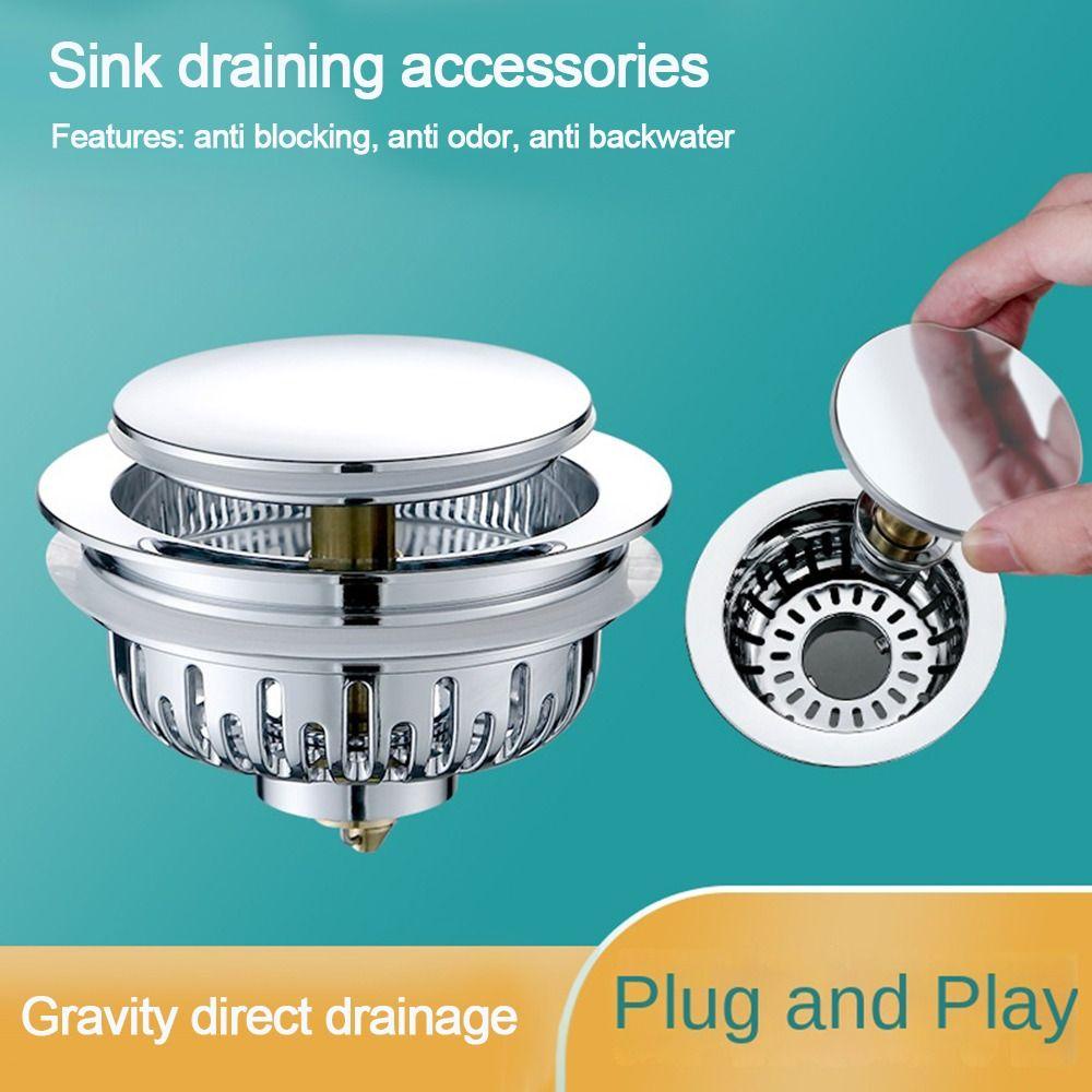 Suyo Saringan Wastafel Dapur Aksesori Kamar Mandi Bermanfaat Seal Selokan Anti Bau Pop Up Drain Filter