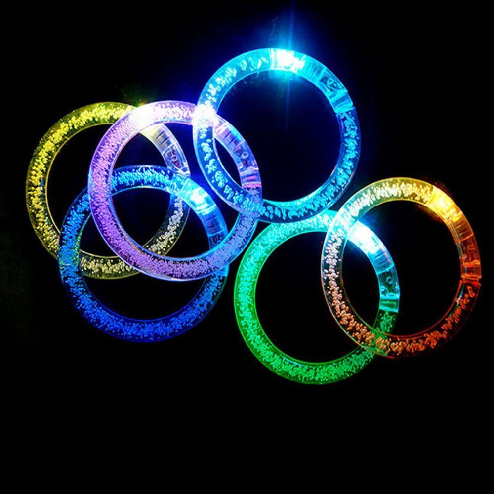 NEEDWAY Needway Flash Gelang Perlengkapan Pesta Warna-Warni Bercahaya Gelang Elektronik Led Flash Gelang Tali Pergelangan Tangan Glow In The Dark Mainan Anak Led Flash Color Bubble Bracelet