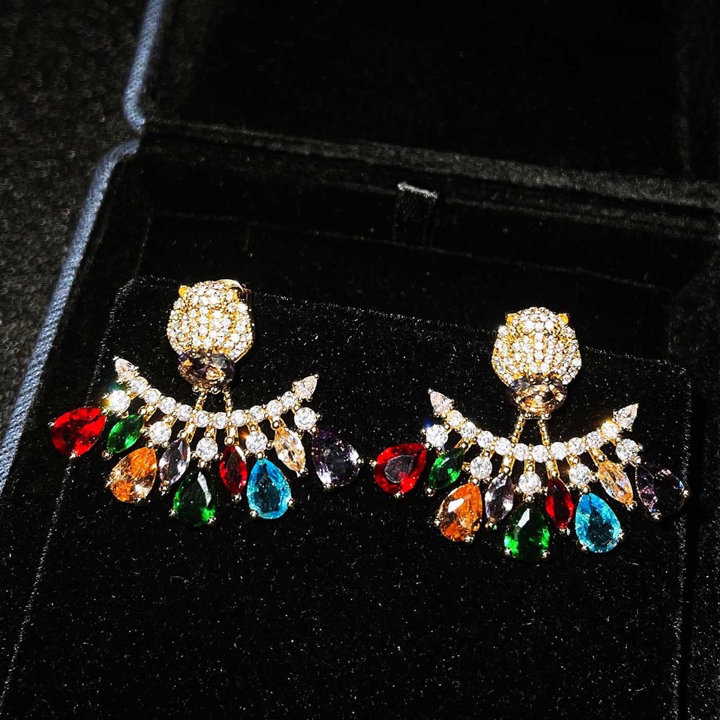 Goldkingdom Aksesoris Perhiasan Fashion Ready Stock Anting Pejantan Kepala Harimau, Jarum Perak Wanita, Mewah Ringan, Kepribadian, Anting Merah Muda, Anting Temperamen High-end