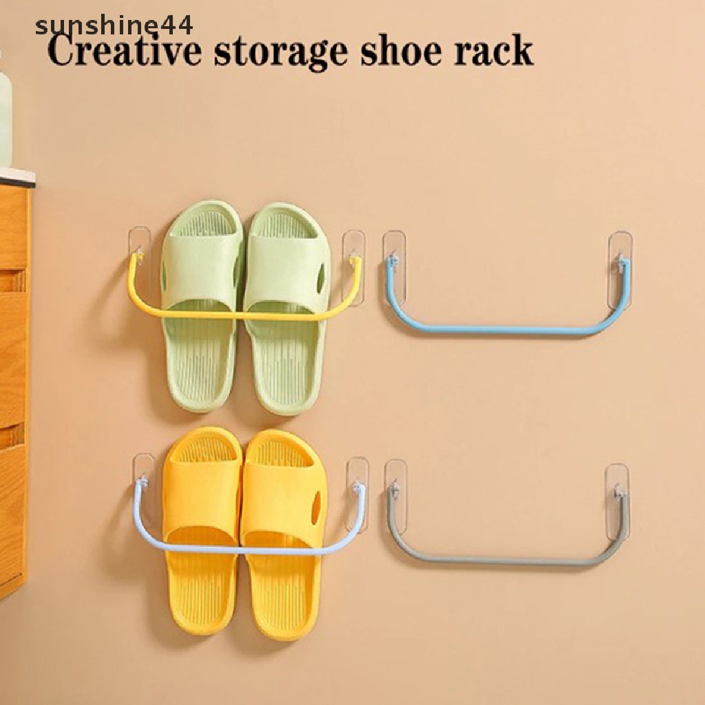 Sunshine Rak Sepatu Tempel Dinding Lipat Shoes Hanger Sandal Drain Storage Rack Shelf ID