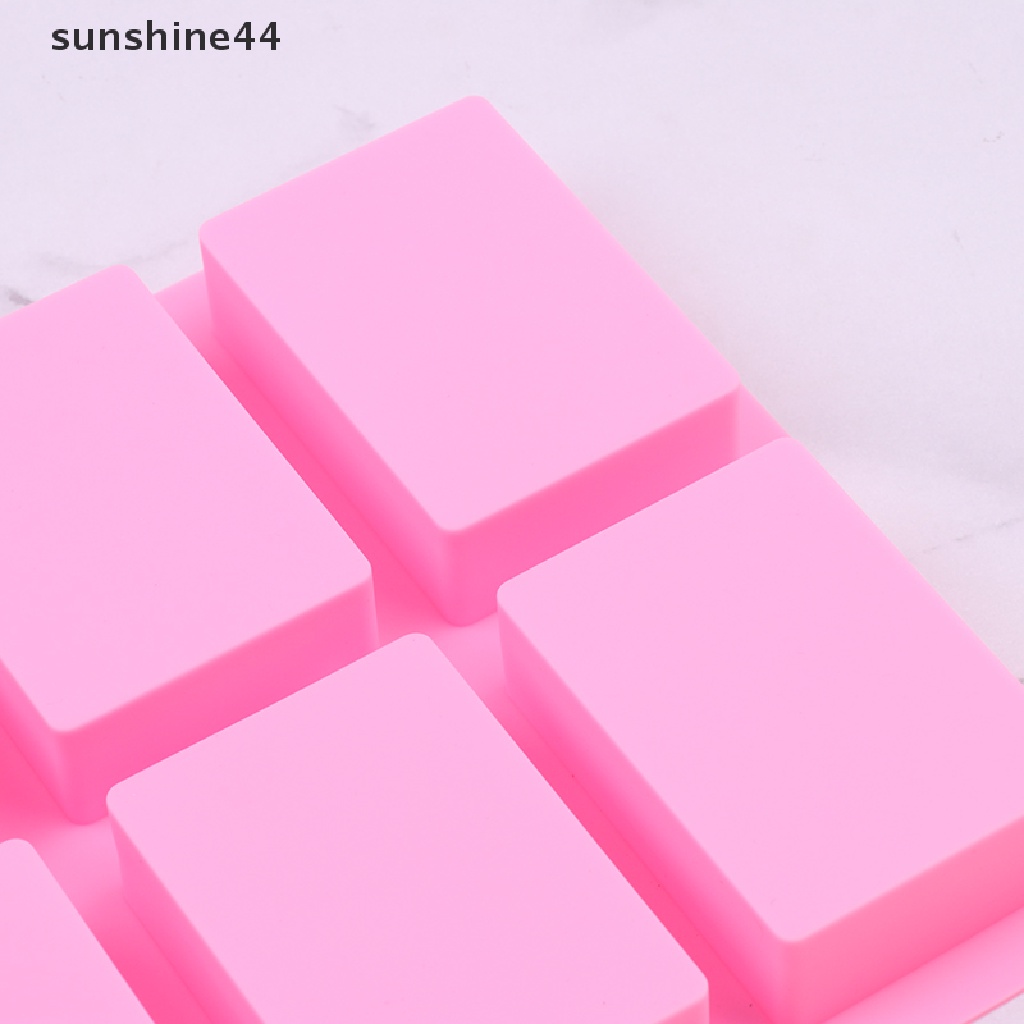 Sunshine 1Pc Cetakan Sabun Silikon Persegi Panjang 6rongga DIY Portable Cake Mold ID