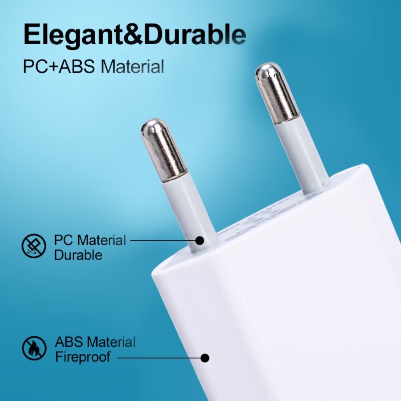Universal Portable 5V1A Standar Eropa PC+ABS Plastik USB Charging Head Premium Kompatibel Ringan Travel Charger Plug Adapter