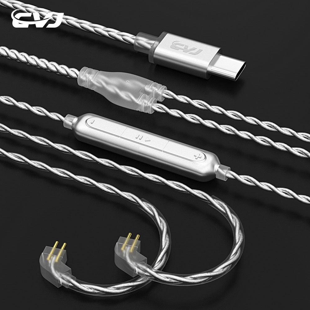 Cvj V5 TYPEC DAC HD-Decoded Lossless Silver-Layer HiFi Kabel Upgrade Dengan Mikrofon MMCX/0.75/0.78 Untuk KZ TRN CCA CSK