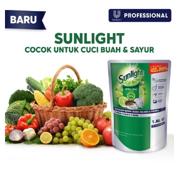 Sunlight Professional Sabun Cuci Piring Sunlight Sabun Cair Jeruk Nipis Lime 1,8 L Pouch Sunlight Profesional Sun Light