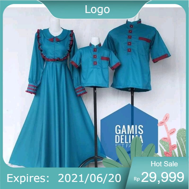 GAMIS KATUN TOYOBO  COUPLE FAMILY SET WARNA TOSKA