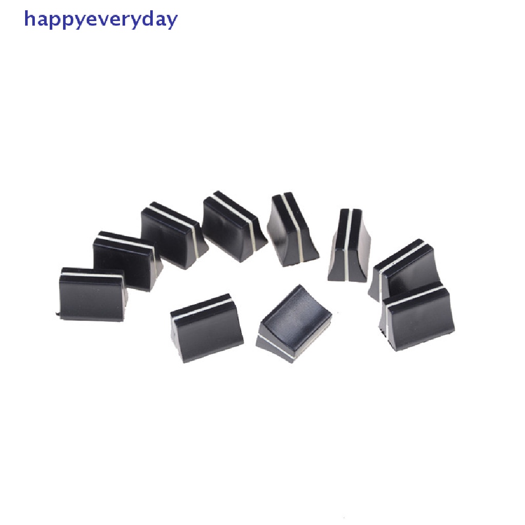 [happy] Potensiometer Slide 10x Hitam Mixer Fader Knob 19mmLx12mmW Untuk Shaft 4mm [ID]