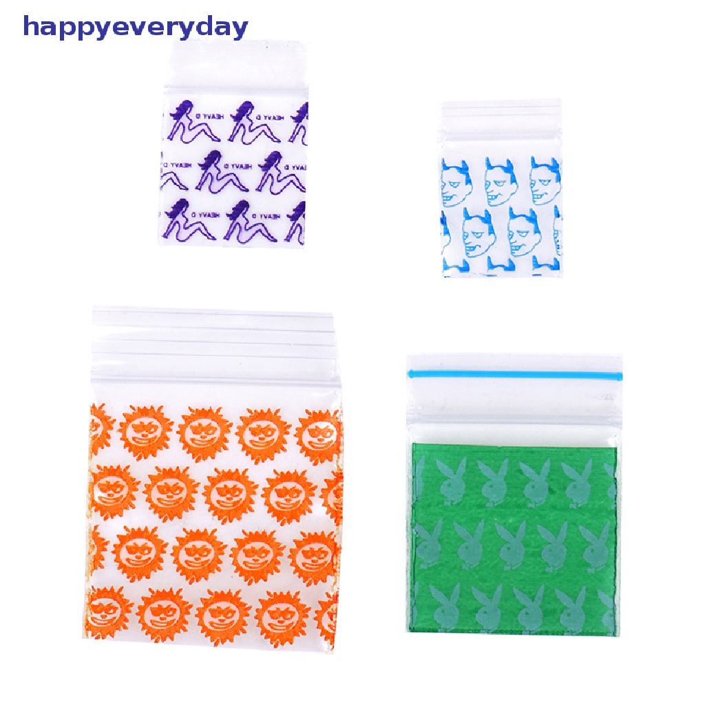 [happy] 1.6 * 2.1.8 * 2.5/2.5 * 3.3 * 4cm 100pcs/bag Gaya Acak Blok Kantong ziplock Kecil [ID]
