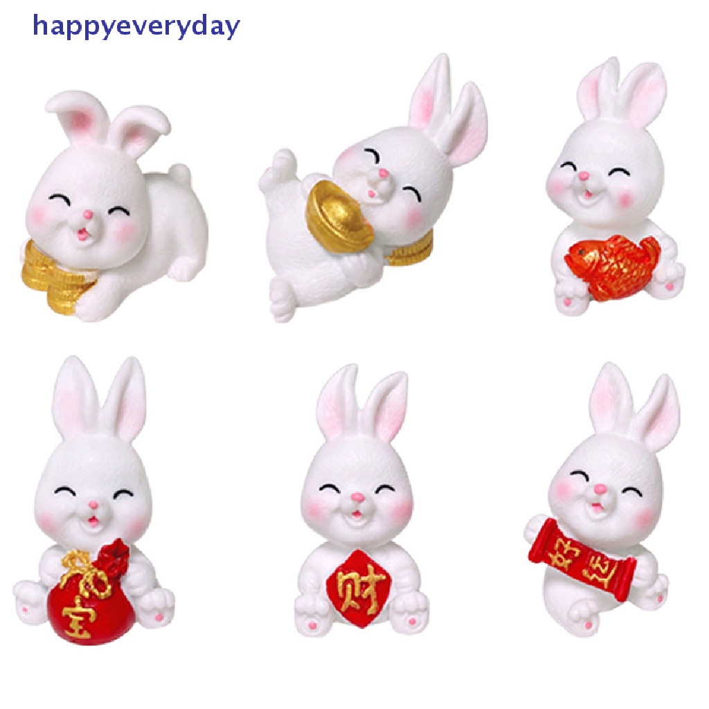 [happy] 1pc Lucu Kartun Kelinci Putih Mikro Lanskap Resin Dekorasi Kerajinan Berkebun [ID]