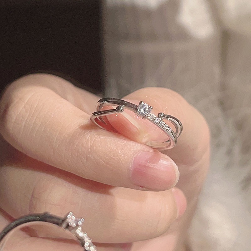Cincin Pertunangan Pernikahan Korea Simple Pink Zircon Rose Gold Silver Titanium Steel Ukuran Dapat Disesuaikan Untuk Aksesoris Perhiasan Fashion Wanita Rings