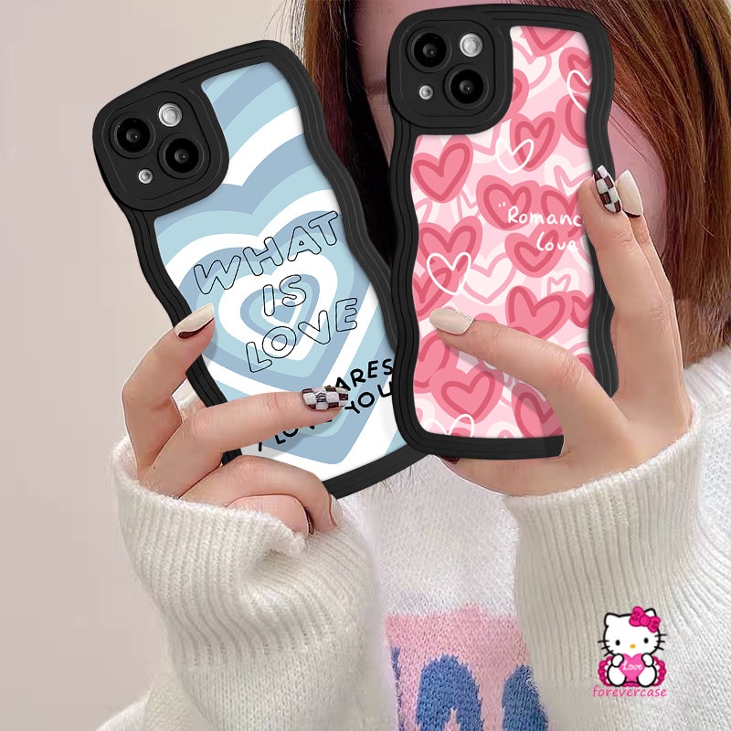 Casing Cinta Hati Pasangan Romantis Vivo Y36 Y35 Y15A Y22 Y02 Y33s Y20 Y30 V20 Y21s Y12s Y17 V25E Y91 Y93 Y12i Y22s Y15s V25 Y21 V21 Y91C Y12 Y50 Soft Tpu Wavy Edge Case