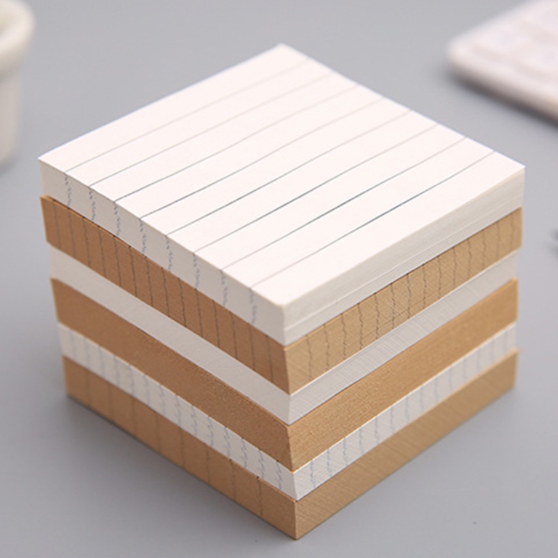 80 Lembar Sederhana Persegi Sticky Notes Mahasiswa Portable Mini Blank Kraft Paper Memo Pad