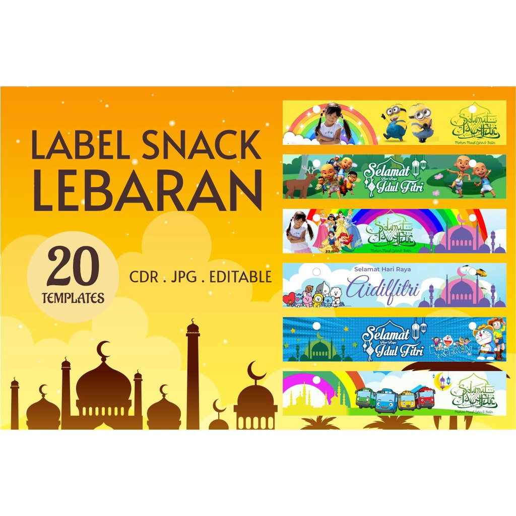 20 Desain Exclusive Label Snack Lebaran CorelDraw v24