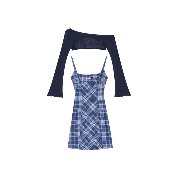 Red MIMPI TUJUH Plaid Suspender Gaun wanita Musim Panas Baru Manis dan Pedas Slim A-line Tas Hip Rok Pendek 77