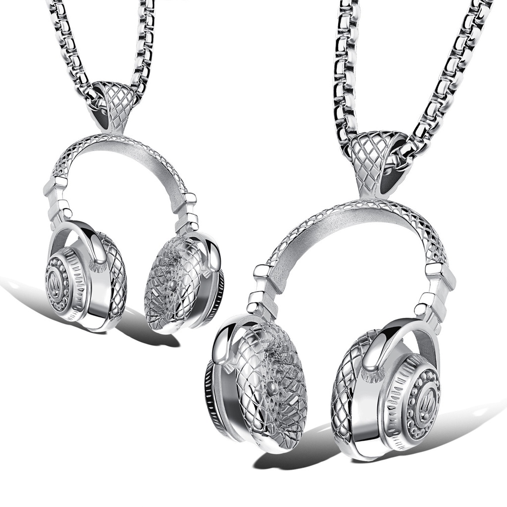 Trendy Fashion Rock Stylish Headphones Pendant Kalung Headset Unik Untuk Wanita Pria Perhiasan Pecinta Musik