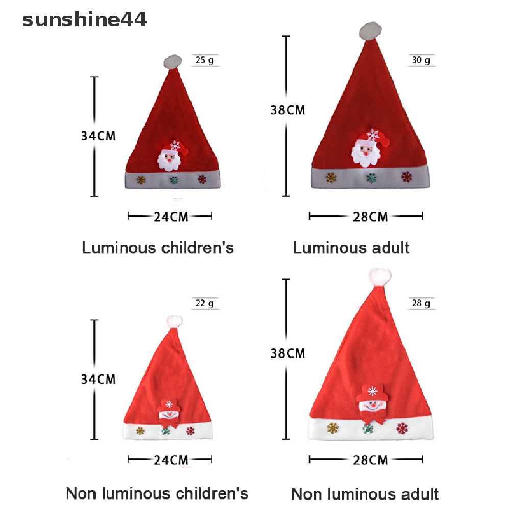Sunshine Natal Dewasa/Anak LED Light Up Topi Santa Claus Snowman Elk Cap Xmas Decor Gift ID