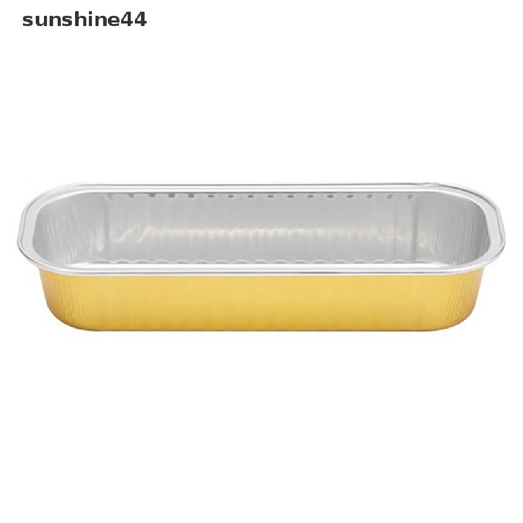 Sunshine 10Pcs Persegi Panjang Reusable Aluminium Foil Cup Loyang Puding Kue Cetakan Tinfoil Kotak ID