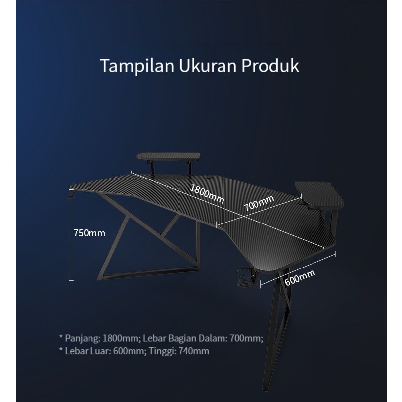 Highline Meja Gaming Meja Komputer Besar Gaming Desk Premium