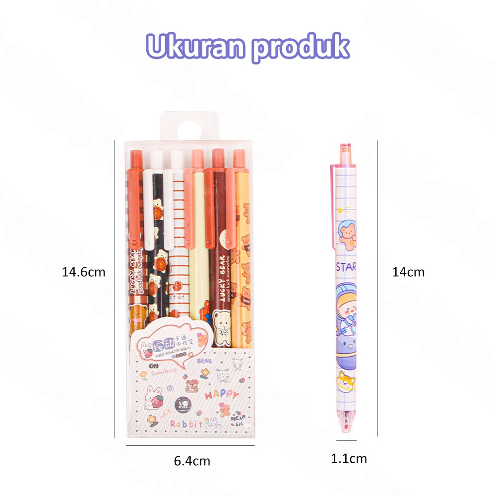 Halobaby 6pcs pen gel mekanik/pulpen gel mekanik lucu/ballpoint mekanik 0.5mm