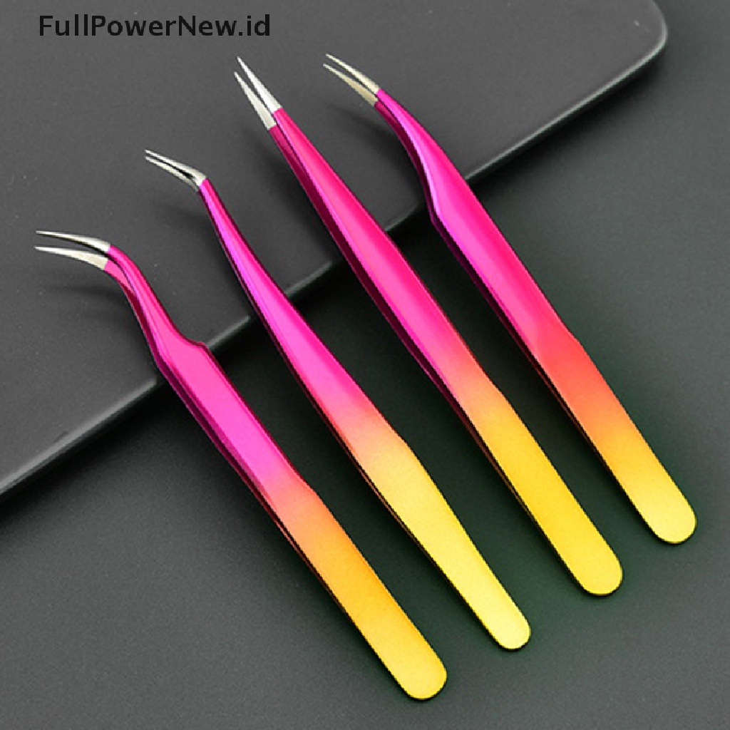 Power 1PC Pinset Ekstensi Bulu Mata Lurus &amp; Melengkung Stainless Steel Manicure Tools ID