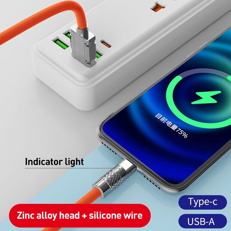 120W 6A Kabel Data Fast Charging Micro Usb Type-C Cable 1M
