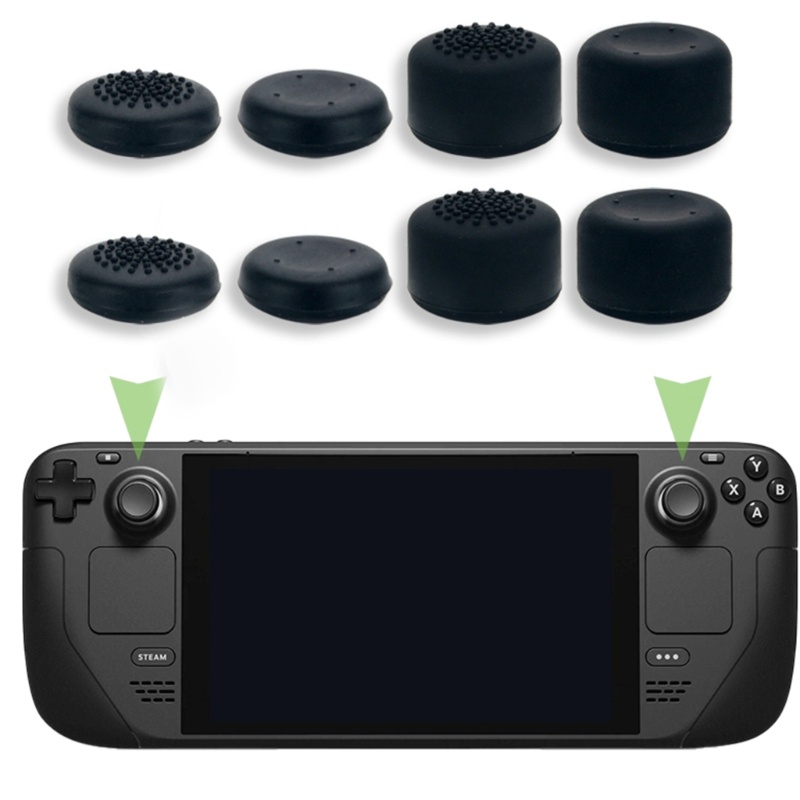 Cre 8PCS Joystick Analog Silikon Non-slip Thumbstick Thumb Grip Caps Case- Untuk Kontroller Dek Uap, Hitam