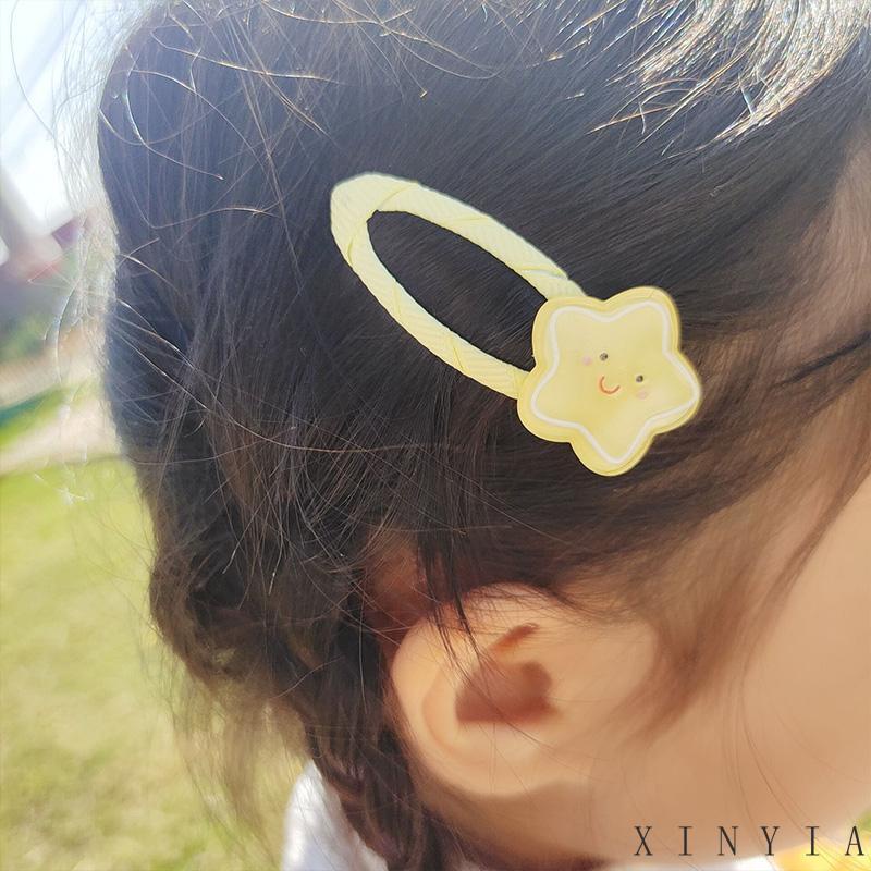 [xinyia.id11] Jepit Rambut Kain Bungkus Oval Bintang Krem Simple Lovely Girl Bang Hairpin