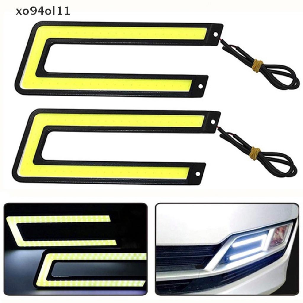 Xo 1PC U-Shaped 12V LED COB Mobil Auto DRL Driving Daytime Running Lamp Lampu Kabut OL