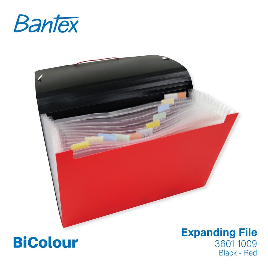 

Bantex Expanding File Map Harmonika Folio F4 Black Red