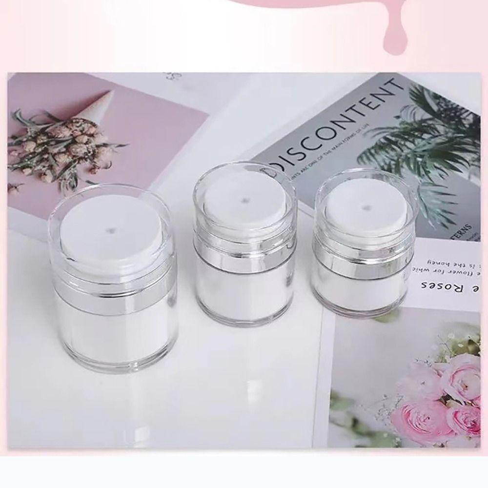 R-FLOWER 2pcs Botol Vakum Portable Kosong Tekan Cream Jar Wadah Travel Pompa Pencet Sample Vial Wadah Isi Ulang Wadah Kosmetik