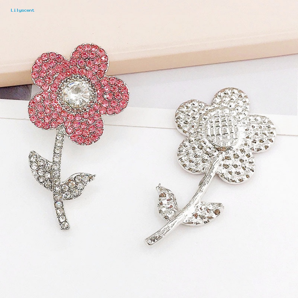 Lilyscent 1pasang Nonallergic Drop Earrings Fashion Perhiasan Bling Berlian Imitasi Bunga Pink Wanita Earrings Kepribadian