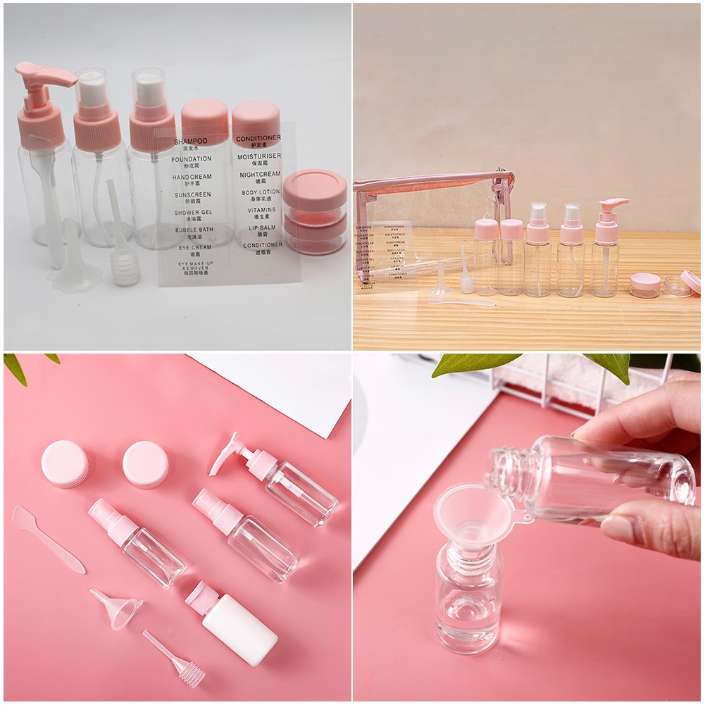 Botol Kosong Isi Ulang Es Grafir Travel Mini Plastik Transparan Makeup Container Bottle 11PCs/set