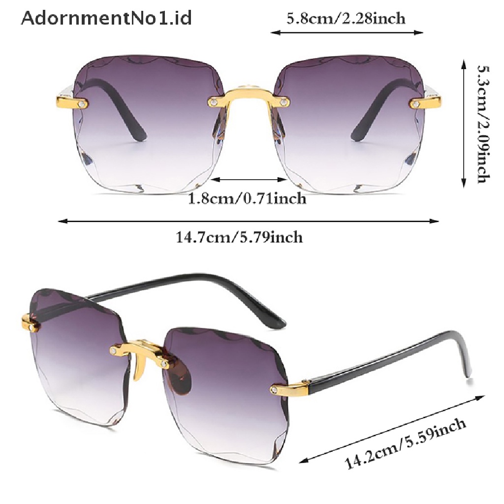 [AdornmentNo1] Uv400 Perlindungan Square Rimless Sunglasses Untuk Wanita Berwarna Frameless Eyewear Musim Panas Vintage Transparan Gradien Kacamata Matahari [ID]