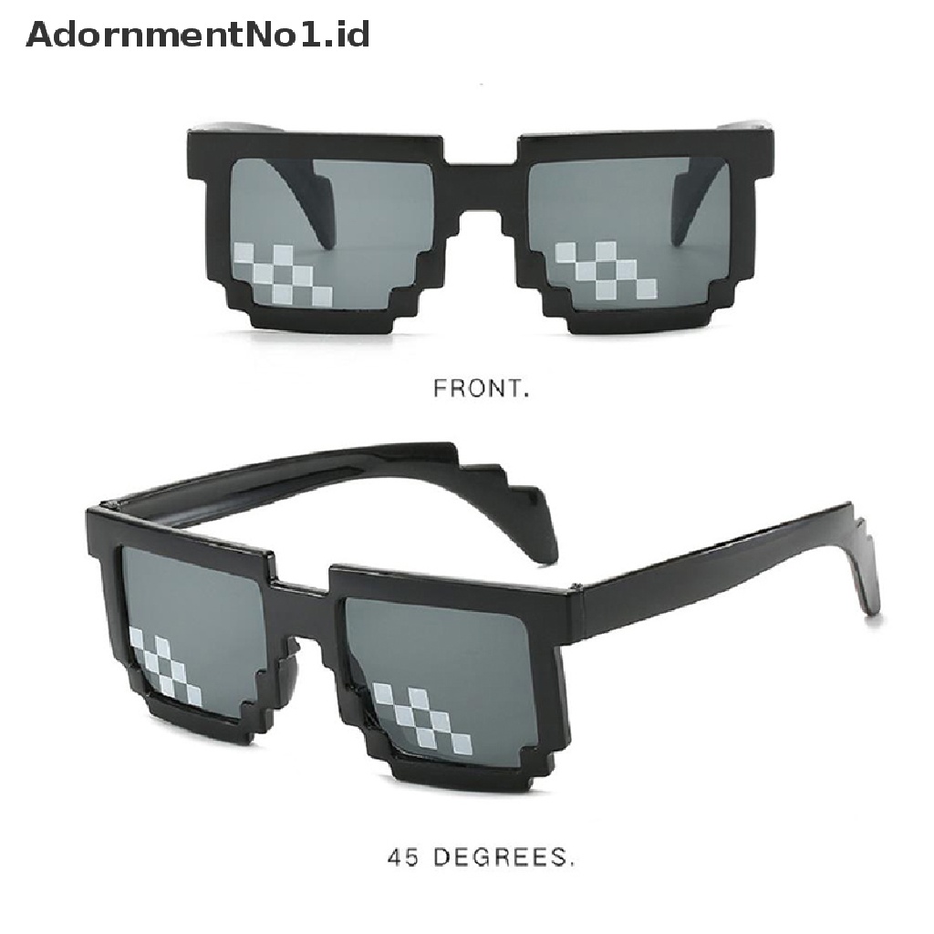 [AdornmentNo1] Kacamata Hitam Mosaik Mainan Lucu Mosaic Strips Sunglasses Trick Toy Glasses Pixel Wanita Pria [ID]