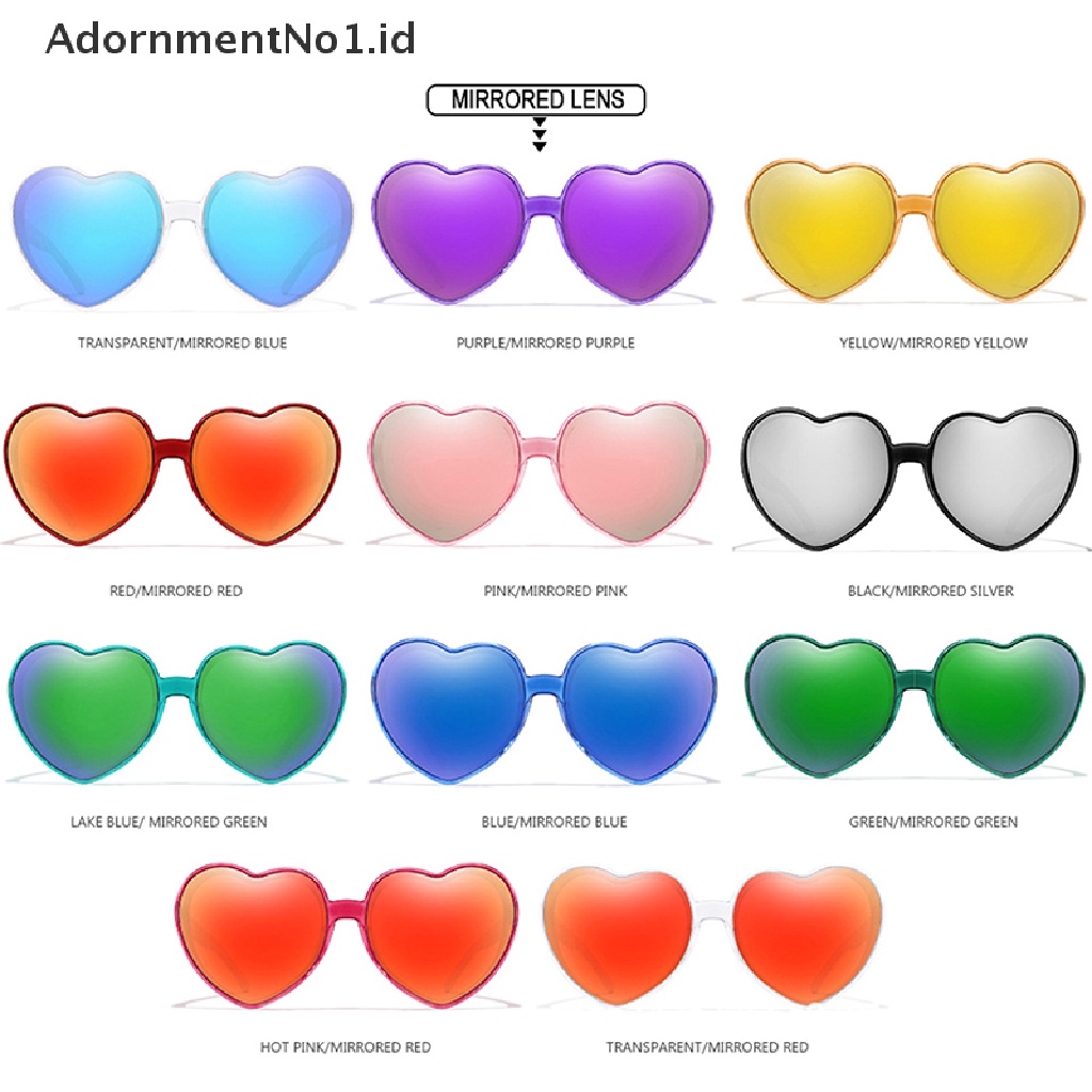 [AdornmentNo1] Cinta Berbentuk Hati Kacamata Wanita Cat Eye Sun Glasses Ladies Sexy Sweet Designer Candy Mirror Lens Eyewear UV400 [ID]