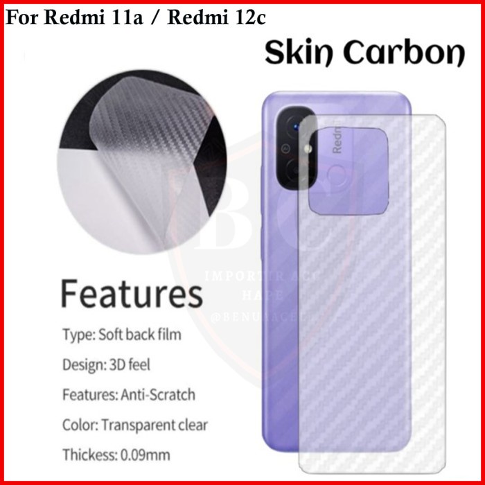 SKIN CARBON REDMI 11A - ANTI GORES BELAKANG XIAOMI REDMI 11A REDMI 12C